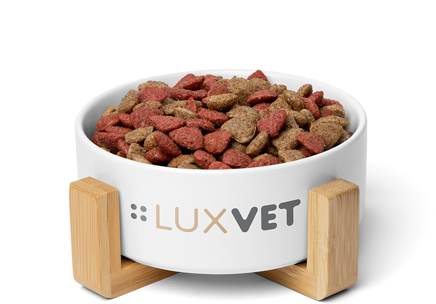 Miska z karmą dla psa z nadrukowanym logo LUXVET